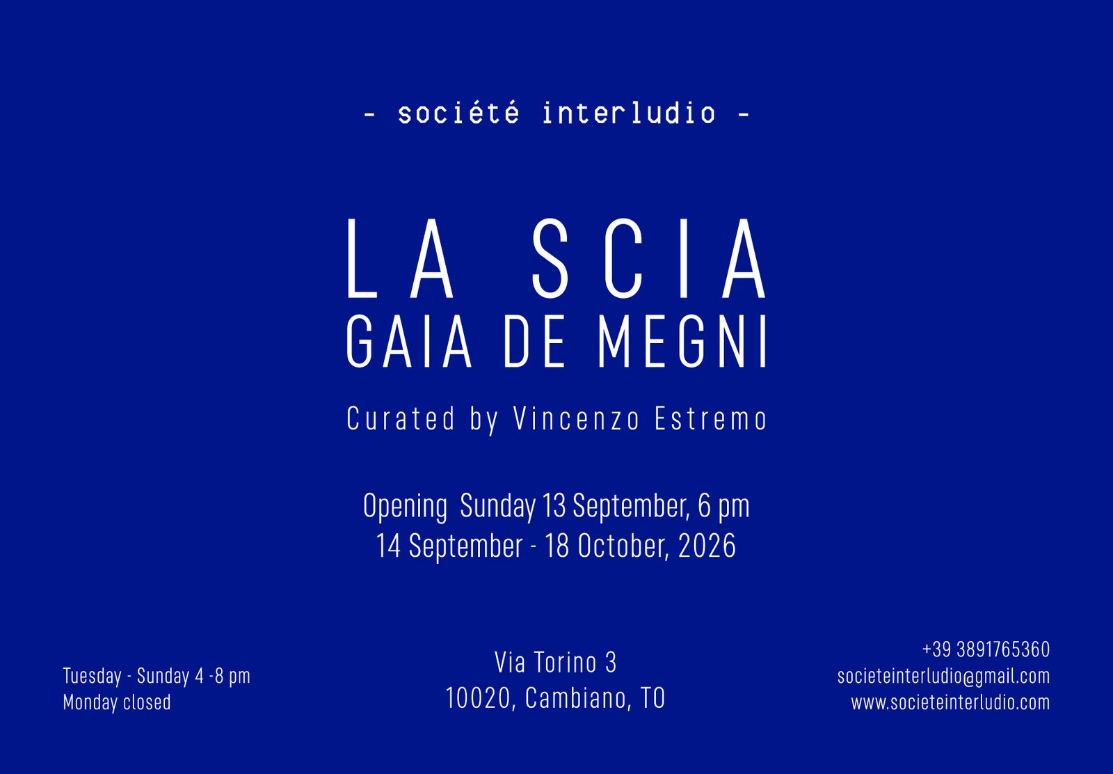 GAIA DE MEGNI, La Scia, 14 September - 18 October, 2026